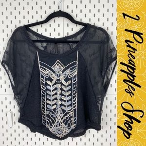 3 for $20 Sale! Mono B Knit Embroidered Crop Top